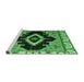 Sideview of Machine Washable Abstract Emerald Green Modern Area Rugs, wshabs4488emgrn