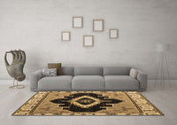 Machine Washable Abstract Brown Modern Rug, wshabs4488brn