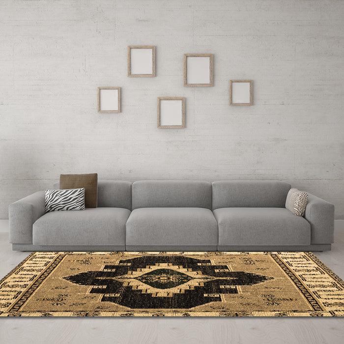 Machine Washable Abstract Brown Modern Rug in a Living Room,, wshabs4488brn
