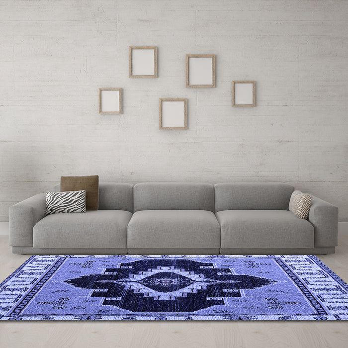 Machine Washable Abstract Blue Modern Rug in a Living Room, wshabs4488blu