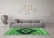 Machine Washable Abstract Emerald Green Modern Area Rugs in a Living Room,, wshabs4488emgrn