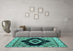 Machine Washable Abstract Turquoise Modern Area Rugs in a Living Room,, wshabs4488turq