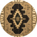 Round Abstract Brown Modern Rug, abs4488brn