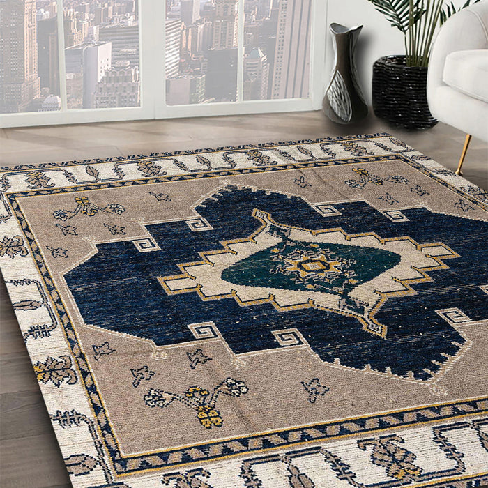 Abstract Light French Beige Brown Modern Rug in Family Room, abs4488