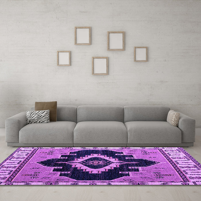 Machine Washable Abstract Purple Modern Area Rugs in a Living Room, wshabs4488pur