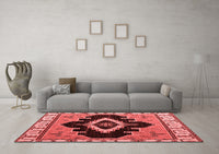 Machine Washable Abstract Red Modern Rug, wshabs4488red