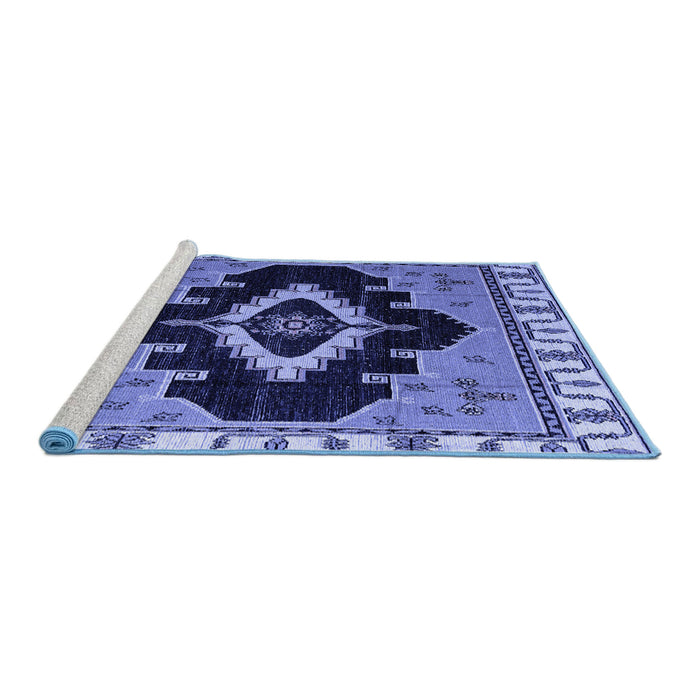 Sideview of Machine Washable Abstract Blue Modern Rug, wshabs4488blu