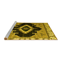Sideview of Machine Washable Abstract Yellow Modern Rug, wshabs4488yw
