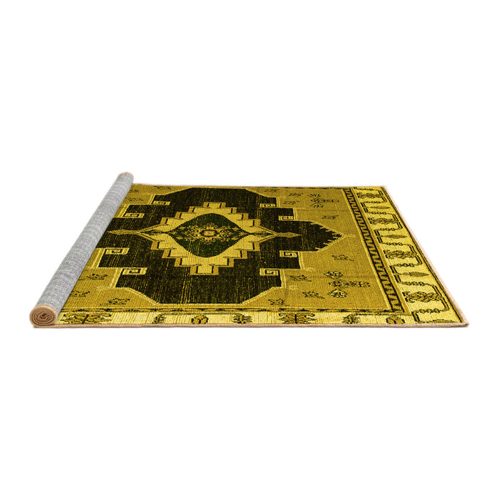 Sideview of Machine Washable Abstract Yellow Modern Rug, wshabs4488yw