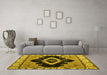 Machine Washable Abstract Yellow Modern Rug in a Living Room, wshabs4488yw