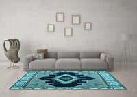 Machine Washable Abstract Light Blue Modern Rug, wshabs4488lblu