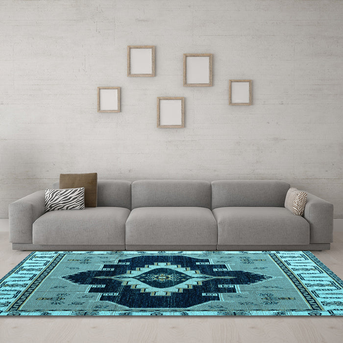 Machine Washable Abstract Light Blue Modern Rug in a Living Room, wshabs4488lblu