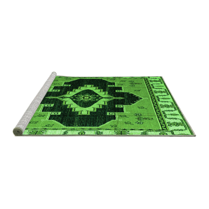 Sideview of Machine Washable Abstract Green Modern Area Rugs, wshabs4488grn