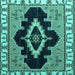 Square Machine Washable Abstract Turquoise Modern Area Rugs, wshabs4488turq