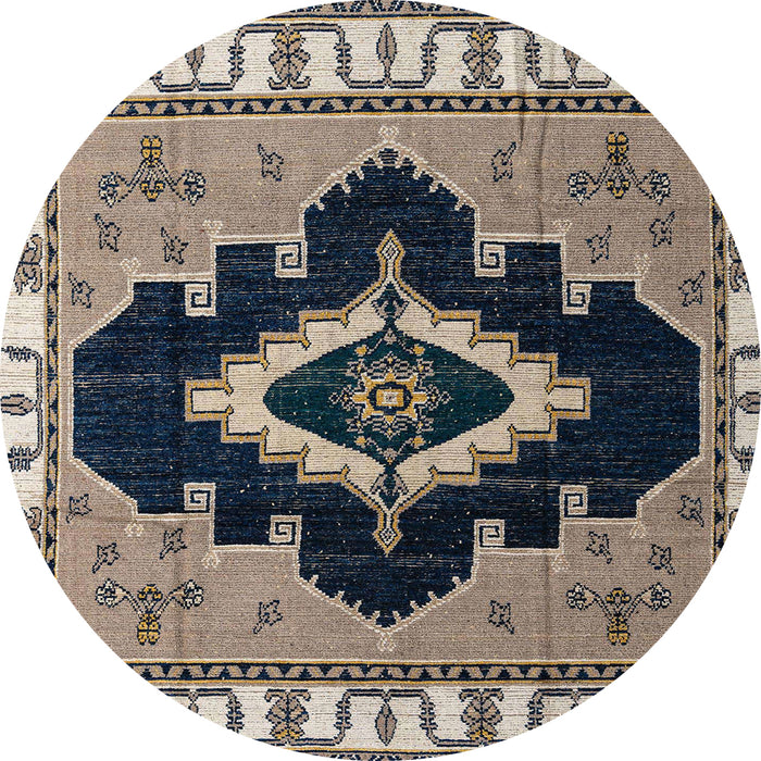 Round Machine Washable Abstract Light French Beige Brown Rug, wshabs4488