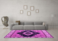 Machine Washable Abstract Pink Modern Rug, wshabs4488pnk