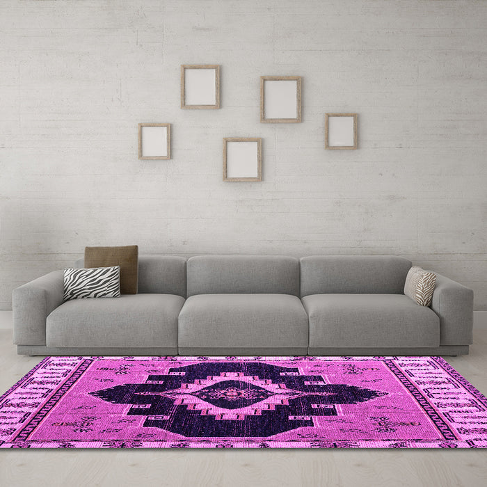 Machine Washable Abstract Pink Modern Rug in a Living Room, wshabs4488pnk