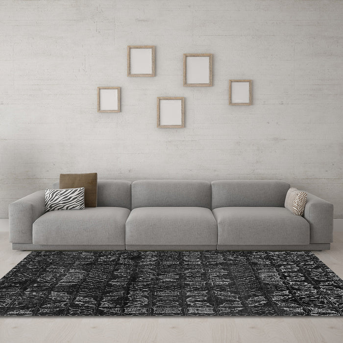 Machine Washable Abstract Gray Modern Rug in a Living Room,, wshabs4489gry