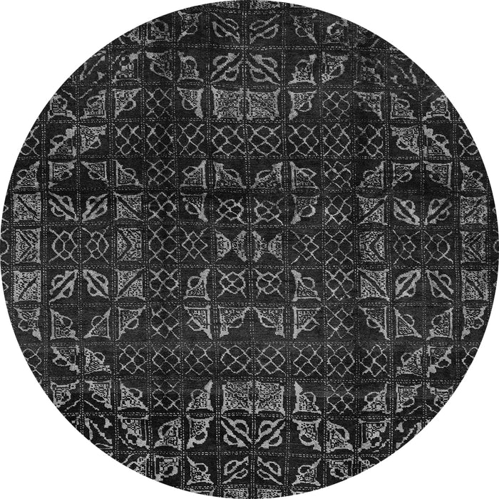 Round Abstract Gray Modern Rug, abs4489gry