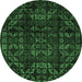 Round Abstract Emerald Green Modern Rug, abs4489emgrn