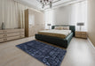 Abstract Blue Modern Rug in a Bedroom, abs4489