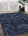 Machine Washable Abstract Night Blue Rug in a Family Room, wshabs4489