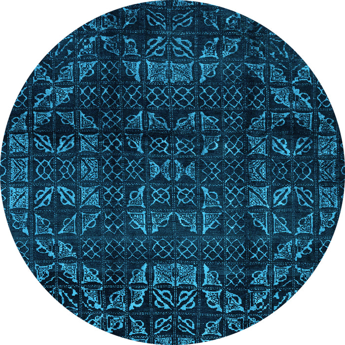 Round Abstract Light Blue Modern Rug, abs4489lblu