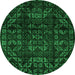 Round Machine Washable Abstract Green Modern Area Rugs, wshabs4489grn