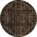 Round Machine Washable Abstract Brown Modern Rug, wshabs4489brn