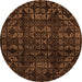 Round Machine Washable Abstract Orange Modern Area Rugs, wshabs4489org