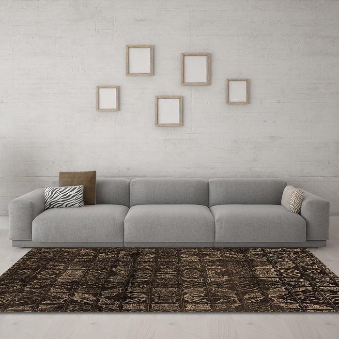 Machine Washable Abstract Brown Modern Rug in a Living Room,, wshabs4489brn
