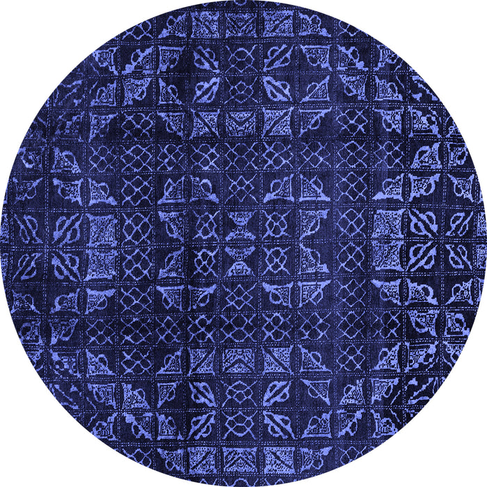 Round Abstract Blue Modern Rug, abs4489blu