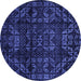 Round Abstract Blue Modern Rug, abs4489blu