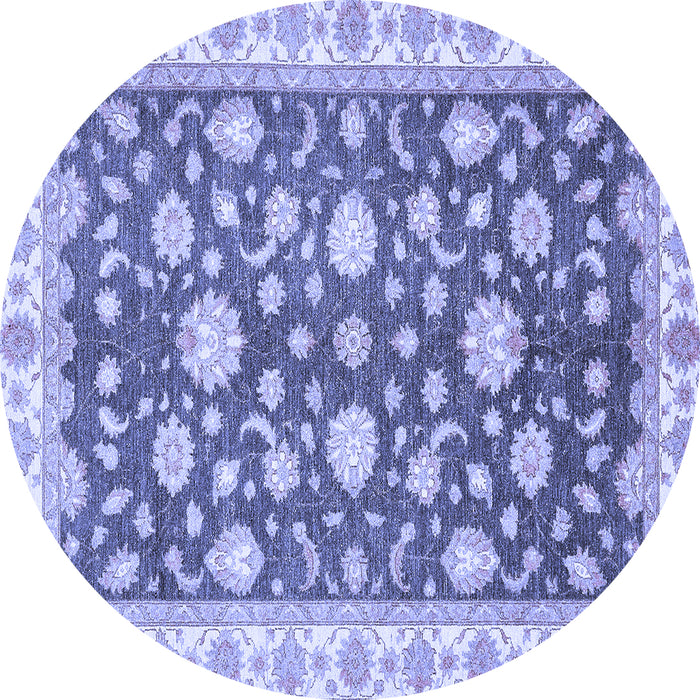 Round Machine Washable Oriental Blue Traditional Rug, wshabs448blu