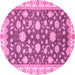 Round Oriental Pink Traditional Rug, abs448pnk