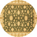 Round Oriental Brown Traditional Rug, abs448brn