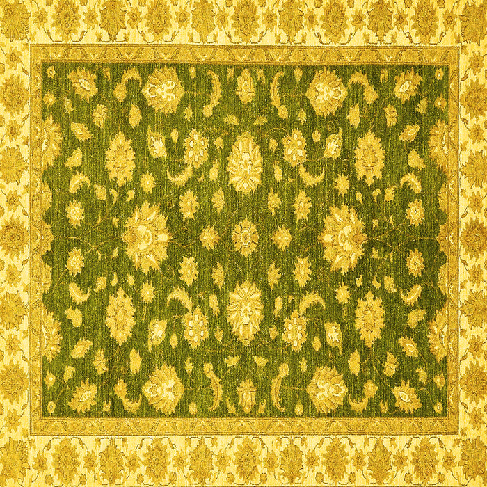 Square Machine Washable Oriental Yellow Traditional Rug, wshabs448yw