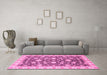 Machine Washable Oriental Pink Traditional Rug in a Living Room, wshabs448pnk