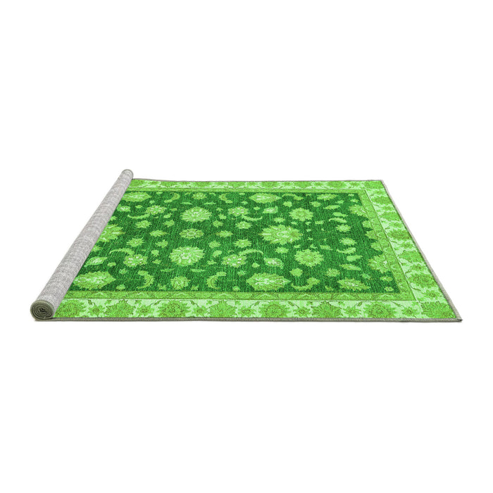 Sideview of Machine Washable Oriental Green Traditional Area Rugs, wshabs448grn
