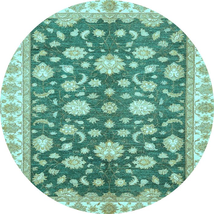 Round Oriental Light Blue Traditional Rug, abs448lblu
