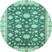 Round Oriental Light Blue Traditional Rug, abs448lblu