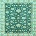 Square Machine Washable Oriental Light Blue Traditional Rug, wshabs448lblu