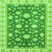 Square Machine Washable Oriental Green Traditional Area Rugs, wshabs448grn