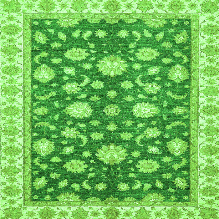 Square Oriental Green Traditional Rug, abs448grn