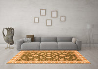 Machine Washable Oriental Orange Traditional Rug, wshabs448org