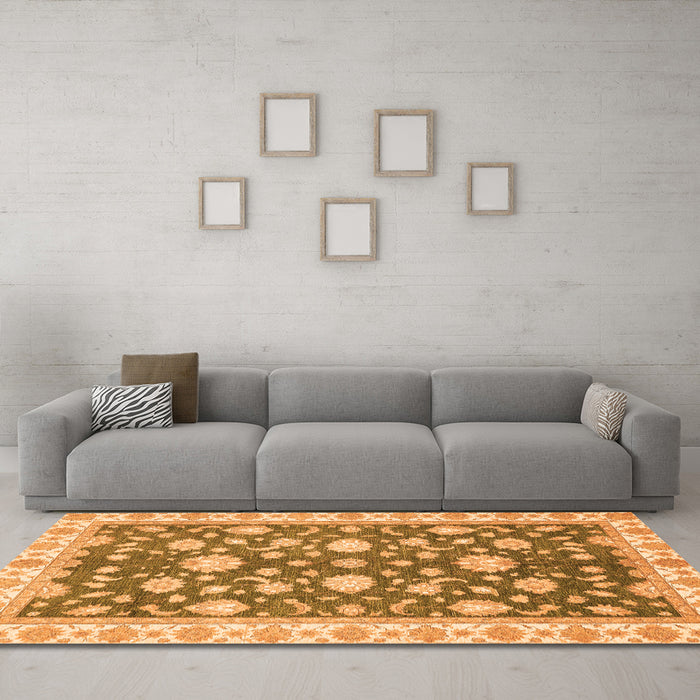 Machine Washable Oriental Orange Traditional Area Rugs in a Living Room, wshabs448org