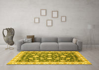 Machine Washable Oriental Yellow Traditional Rug, wshabs448yw