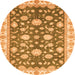 Round Machine Washable Oriental Orange Traditional Area Rugs, wshabs448org