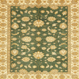 Square Abstract Chrome Gold Yellow Oriental Rug, abs448