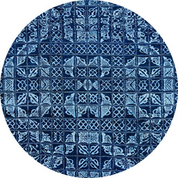 Round Machine Washable Abstract Blue Rug, wshabs4490